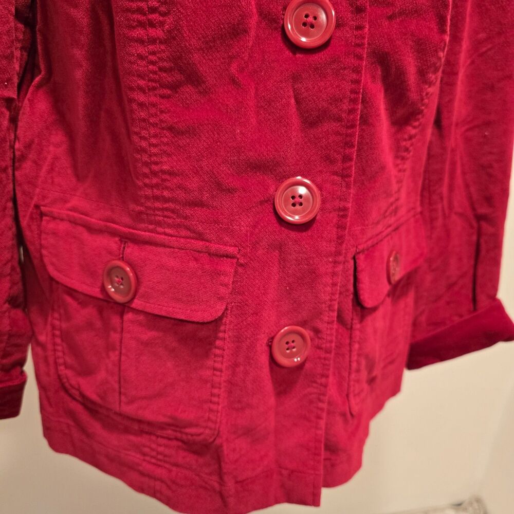 Talbots Red Velvet Jacket Blazer 14W Preppy Retro Chore Barn Vintage 90s Bright - Picture 3 of 10